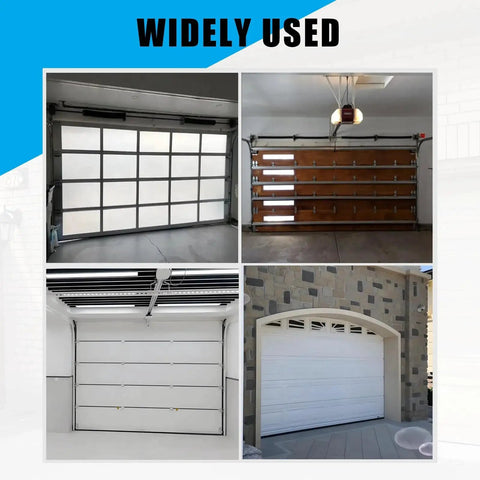 Garage doors showcasing the compatibility of the Garage Door Hinge Quiet Roller Sleeves Kit 22 Pcs With Shaft Gaskets And Bearings.