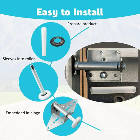 Installation diagram of 80mm Garage Door Hinge Quiet Roller Sleeves Kit With Roller And Shaft Gaskets For Silent Operation Includes 22 Pieces