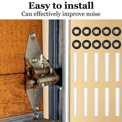 10 Sets Garage Door Hinge Quiet Roller Sleeves Kit With Shafts Nuts And Gaskets, 11mm ID 80mm Length, installation guide