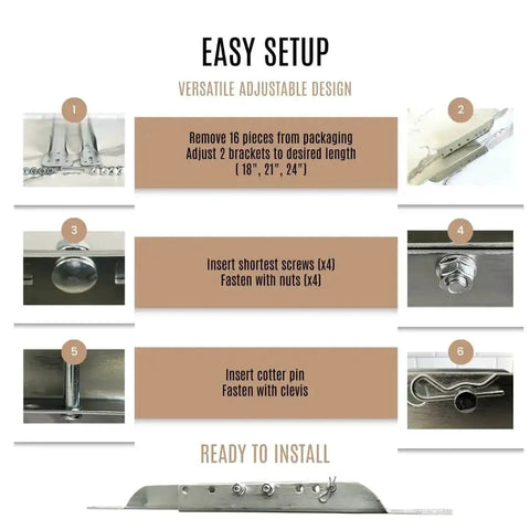 Easy setup instructions for Beefed Up Heavy Duty Adjustable Garage Door Reinforcement Bracket For 18-24 Inch Panels Replacement Parts Kit