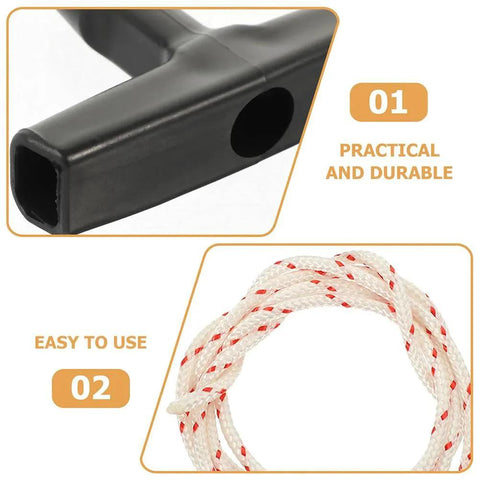 Close-up of plastic handle and rope from Two Pack Garage Door Emergency Release Pull Rope Kit With Plastic Handle For Attic Door Access