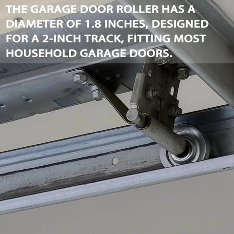 Ten Pack Four Inch Stem Steel Garage Door Rollers For Two Inch Garage Track With Ten Ball Bearings Quiet Durable High Load Commercial Wheels And Precision Bearings Standard OEM Size For Residential Doors installed on a metal track.