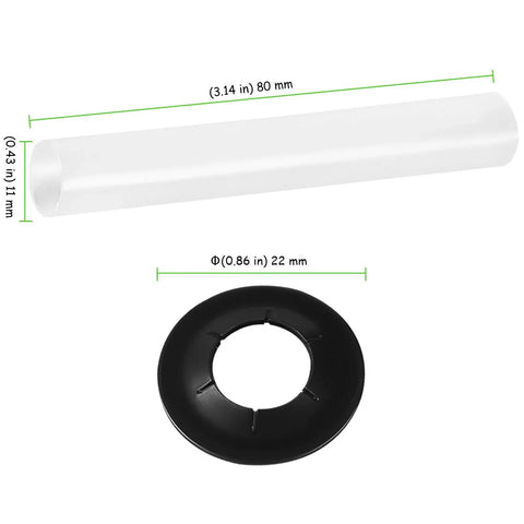 60 Sets 11mm ID 80mm Length Garage Door Roller Sleeves And Shaft Gaskets Replacement Kit showing sleeve and gasket dimensions.