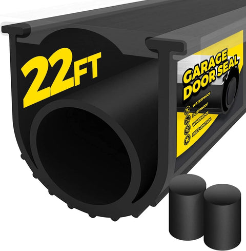 Holikme garage door bottom seal, EPDM weather strip, 22 ft, 4 1/8 in wide, black