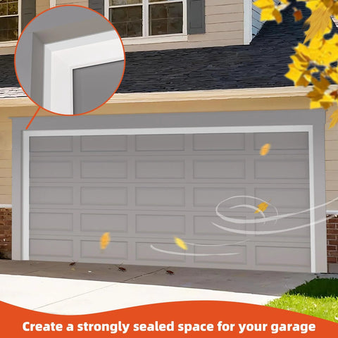 Elvone garage door seal top and sides, white 40 ft universal TPE weather stripping with nails and lids
