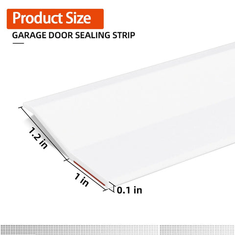 Elvone white garage door sealing strip, 40 ft, top and side weather seal, TPE, 1.2 in wide, 0.1 in thick