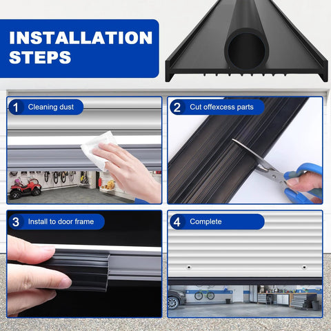 DGSL garage door bottom seal rubber weather stripping kit, 5/16 in T-end, 16 ft, black