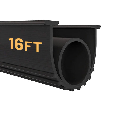 DGSL garage door bottom rubber weather seal, 16 ft, 5/16 in T-ends, black