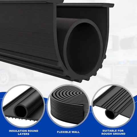 DGSL garage door bottom rubber weather seal, 16 ft, 5/16 in T-end, black; flexible wall for rough ground.