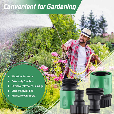 16 Piece Garden Hose Quick Connect Fittings Kit 3/4 Inch Plastic Hose Adapters With Male And Female Ends Plus 10 Rubber Washers In Green