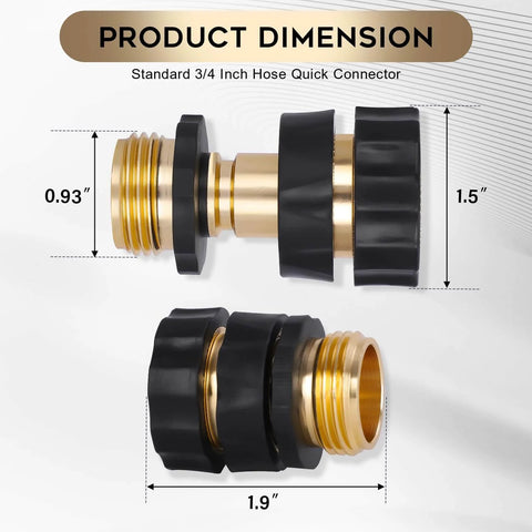Garden Hose Quick Connectors Kit With Three Quarter Inch Male And Female Quick Release Fittings And Six Rubber Washers