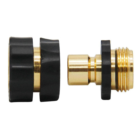 Brass connectors from No-Fuss Three Quarter Inch Garden Hose Quick Connect Fittings Kit With Nine-Piece Universal Male And Female Quick Release Connectors Includes Eight Rubber Washers Easy On Off Fits All Three Quarter Inch Hoses