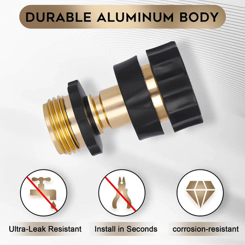 Garden Hose Quick Connectors Kit With Three Quarter Inch Male And Female Quick Release Fittings And Six Rubber Washers For Easy Swapping
