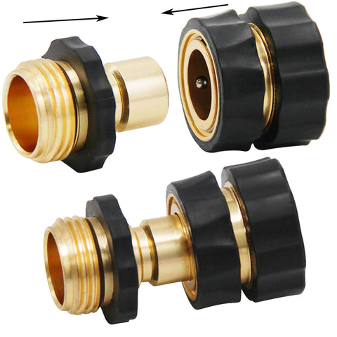 No-Fuss Three Quarter Inch Garden Hose Quick Connect Fittings Kit With Nine-Piece Universal Male And Female Quick Release Connectors