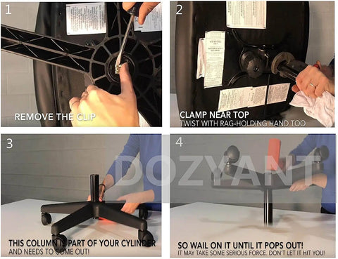 Installation guide for Heavy Duty 450 Lb Gas Lift Cylinder Replacement For Office Chairs Universal Fit Class 4 Hydraulic Piston 
