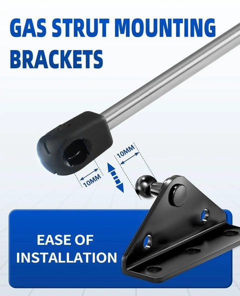 10Mm Ball Stud Gas Strut Mounting Brackets Set Of 4 Includes 16 Screws For Universal Lift Supports, angled brackets focus