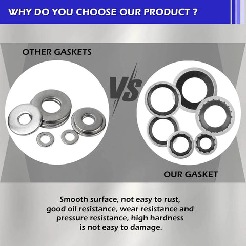 Comparison of other gaskets versus AC O Ring Kit With 139 Pieces Includes 30 Sizes 54 Rubber Gaskets And 85 Spacers Durable Automotive Seal Kit