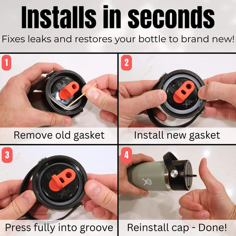 Steps to install Hydro Flask Replacement Lid Gasket O Rings For Wide Mouth Flex Caps 5 Pack, ensuring leak-free seal.