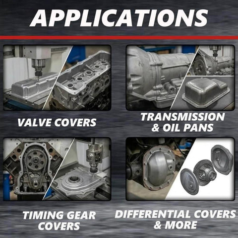 Applications of Low-Volatile RTV Silicone Gasket Maker For Automotive, Instant Leak-Proof Sealant in various engine parts.