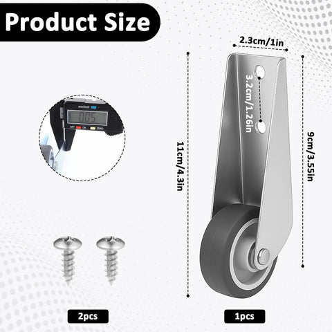 Gate Caster Wheels Replacement For Doors And Furniture Sinking Bottom Pulley Directional Wheel with dimensions and screws displayed.