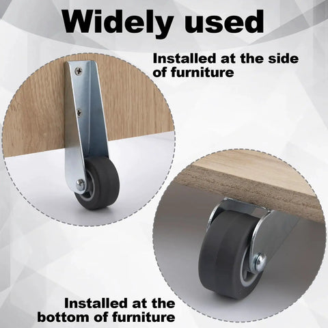 Gate Caster Wheel Replacement 1.6 Inch Rubber Rolling Swivel Casters Non Slip Pulley for furniture installation