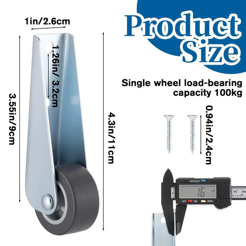 1 Piece 1.6 Inch Gate Caster Wheel Replacement In Stainless Steel Housing With Anti Friction Rubber Wheel for Outdoor Gates