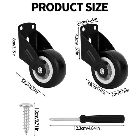 Eight Pieces Two Inch Gate Wheels With 48 Screws Included Anti Sag Door Bottom Support Gate Caster Wheels diagram