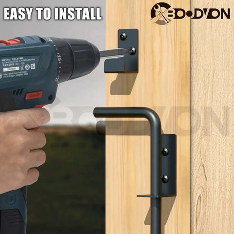 18 Inch Cane Bolt Gate Drop Rod Heavy Duty Gate Hardware installation on wooden gate