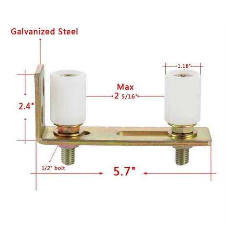 Slide Gate Guide Roller With L Post Bracket And Dual Nylon Rollers For Sliding Gates, Galvanized Steel, 1.18 Inch Wheel