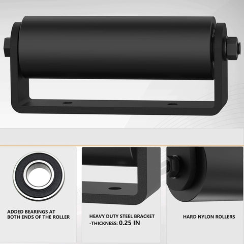 6 Inch Sliding Gate Guide Rollers 2 Pack with C Post Welded Bracket showing hard nylon rollers and sealed double ball bearings