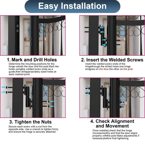 Easy installation steps for Heavy Duty Weld On Gate Hinges 7 Inch Each With 900 Lb Capacity For Swing Doors Trailer Ramps And Gates