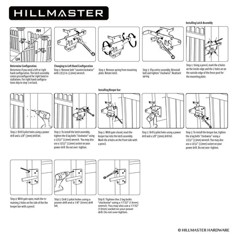 Instructions for installing Beefy Heavy Duty Self Locking Gate Latch For Wooden Fence Post Mount Automatic Gate Lock