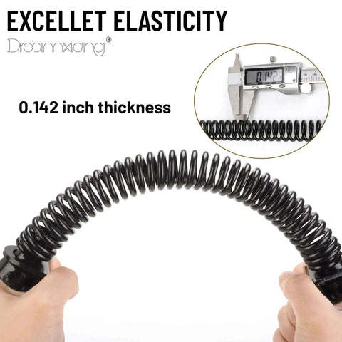 Close-up of hands flexing a Beefy Heavy Duty Self Closing Gate Spring For Outdoor Gates, showing 0.142 inch thickness and elasticity.