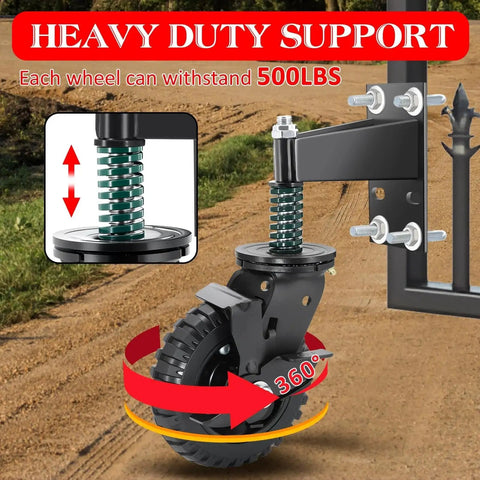 Two Pack 6 Inch Fence Gate Wheels With Brake For Metal Or Wood Gates Heavy Duty Gate Casters Sliding Hardware 500 Pound