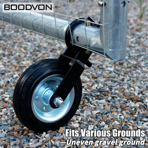 Heavy Duty Gate Wheel Caster Kit For Chain Link Fence Swing, 6 Inch Wheel, Fits Gate Frames From One And Five Eighths Inch Through Two Inches