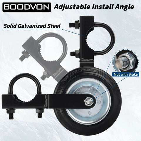Heavy Duty Gate Wheel Caster Kit For Chain Link Fence Swing, 6 Inch Wheel, heavy-duty steel with adjustable install angle