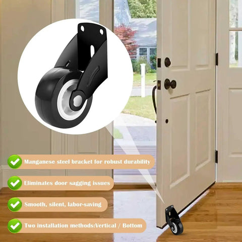 2 Inch Gate Wheel Set For Sagging Wooden Doors Anti Sagging Bottom Mount Rollers With Screws Vertical Or Bottom Mount