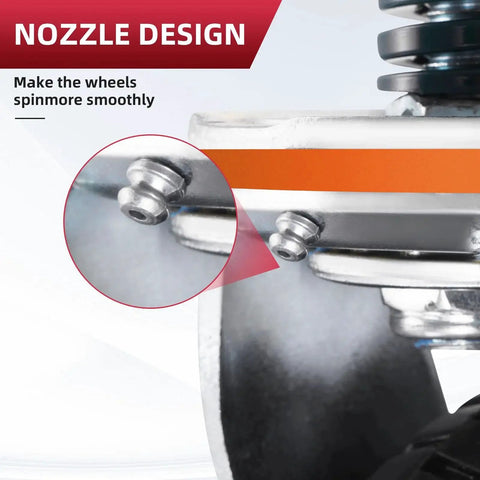 Close-up of 8 Inch Gate Wheel For Metal Tube Gates With 600Lb Capacity Heavy Duty Gate Caster Featuring 360 Degree Rotation nozzle