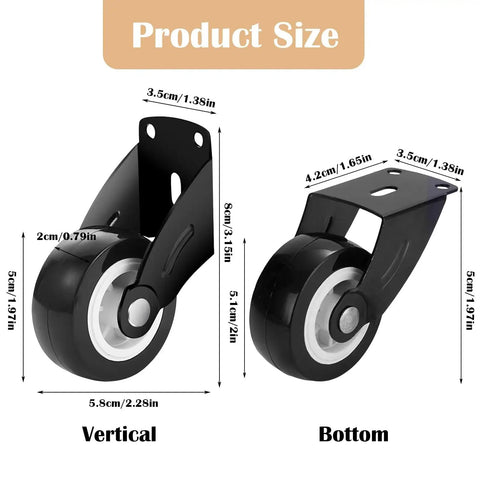 2 Inch Gate Wheel Set For Sagging Wooden Doors Anti Sagging Bottom Mount Rollers With Screws Vertical Or Bottom Mount
