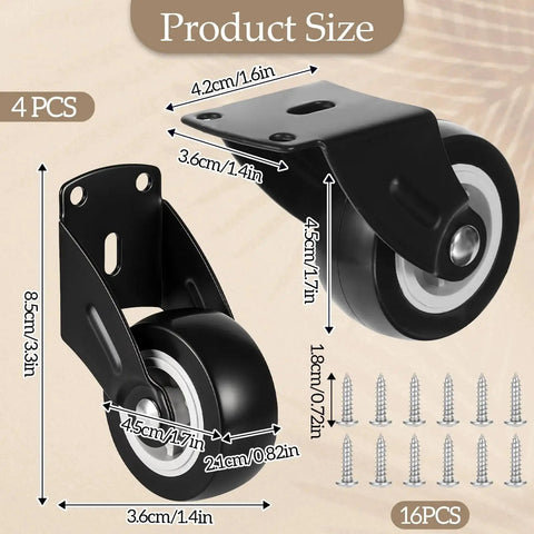 4 Pack 2 Inch Gate Wheel Set For Door Bottom Support Anti Sag Heavy Duty Anti Friction Rollers With Mounting Screws