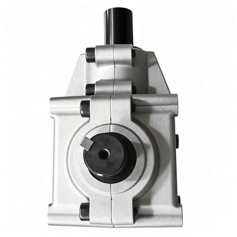 Top view of Gear Box Assembly Direct Fit For Scag Turf Tiger Mower Deck 482486 showing metal housing and shaft.