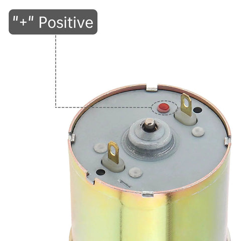 Top view of Gear Motor 0.24 in x 0.55 in featuring positive terminal, suitable for 12V 100Rpm use in industrial and agricultural systems