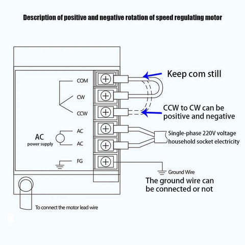 Diagram showing wiring of Electric Gear Motor 110V 90W 5K Electric Single-Phase High Torque AC Gear Reducer Motor speed controller.