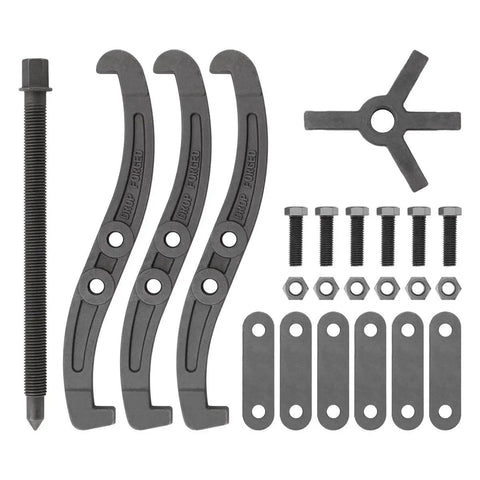 12 Inch Gear Puller Set With 2 Jaw And 3 Jaw Heads Built Tough From Carbon Steel Bearing Puller With Four Single Hole Claws shown disassembled