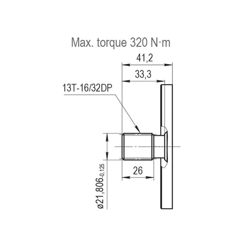 Technical diagram of Magister Hydraulics Gear Pump 13 Tooth Spline Shaft 1.7 CID 5-22 GPM CCW Rotation, dimensions marked.