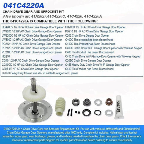 Garage Door Opener Gear And Sprocket Kit Direct Replacement For Worn Or Stripped Gears In Chain Drive Openers Replaces 41A43157D