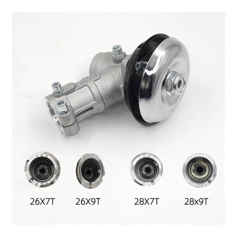 Fit for 26mm 28mm 7T 9T Gear Head Gearbox Accessory 7/9 Teeth Replacement Parts with gearbox and gear sizes displayed