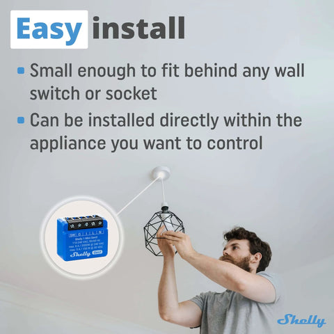 Gen 3 1 Channel WiFi Matter Smart Relay Switch With Dry Contacts 8A 240V installed in ceiling light by man