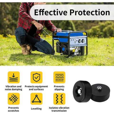 Person operating a generator outdoors with highlights of protective features like vibration damping and surface protection.