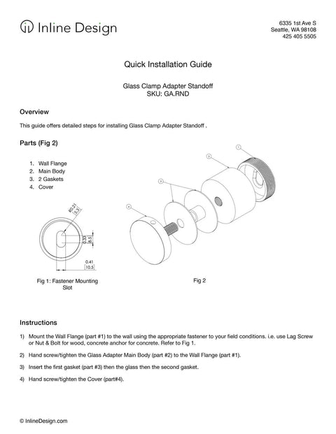 Installation guide for 2 Inch AISI 304 Grade Stainless Steel Glass Clamp Standoffs Pack Of 2 Black Matte for indoor outdoor use.